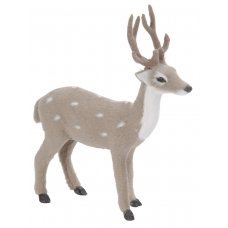 Χριστουγεννιάτικο Διακοσμητικό Ελαφάκι Γκρι, Επιτραπέζιο που Κοιτάζει Μπροστά (26cm)